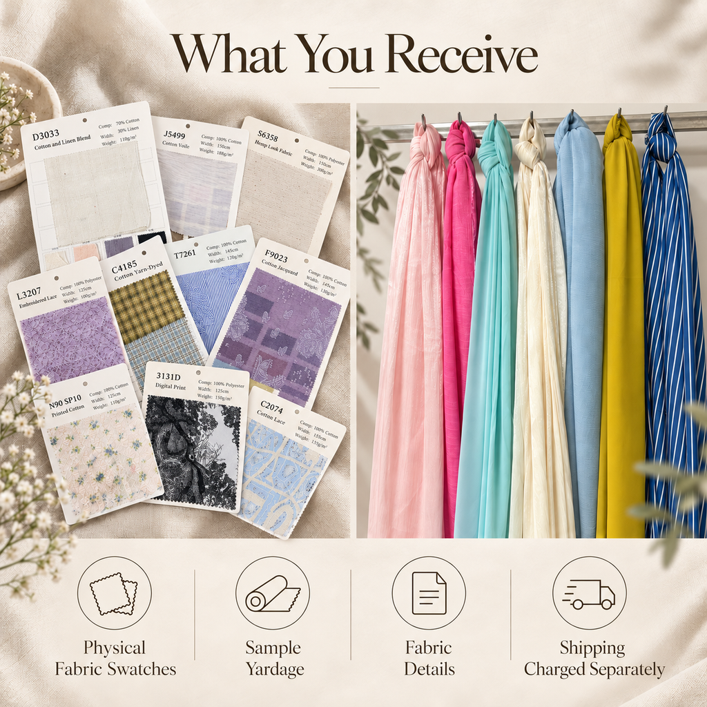 Avori Fabric Sourcing Service physical fabric swatches and sample yardage